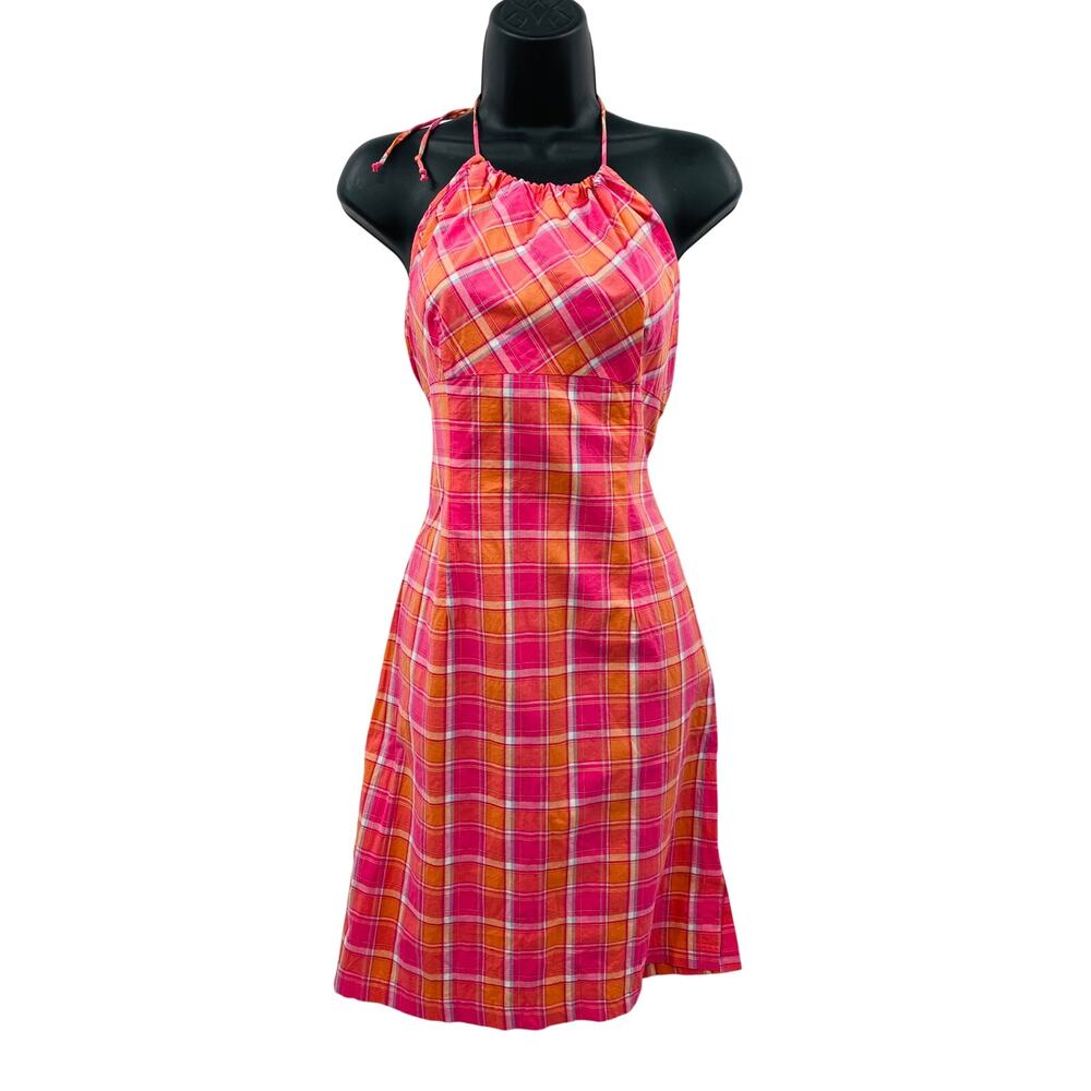 Rampage Y2K vintage pink plaid halter dress
